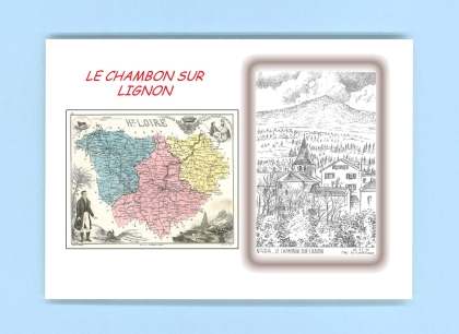 Cartes Postales impression Noir avec dpartement sur la ville de LE CHAMBON SUR LIGNON Titre : vue