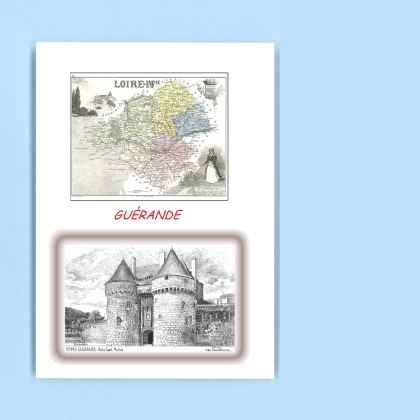 Cartes Postales impression Noir avec dpartement sur la ville de GUERANDE Titre : porte st michel