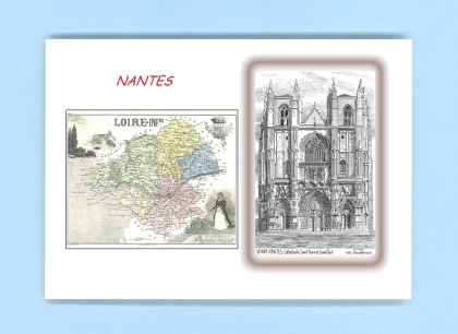Cartes Postales impression Noir avec dpartement sur la ville de NANTES Titre : cathedrale st pierre et st pau