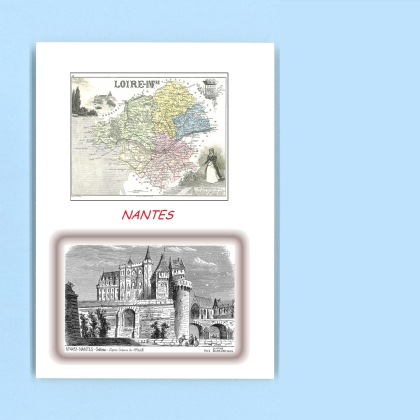 Cartes Postales impression Noir avec dpartement sur la ville de NANTES Titre : chateau