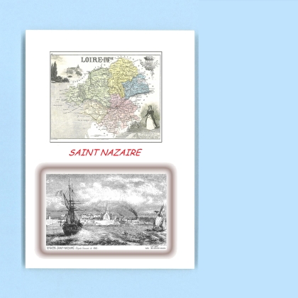Cartes Postales impression Noir avec dpartement sur la ville de ST NAZAIRE Titre : vue