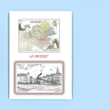 Cartes Postales impression Noir avec dpartement sur la ville de LE CROISIC Titre : vue