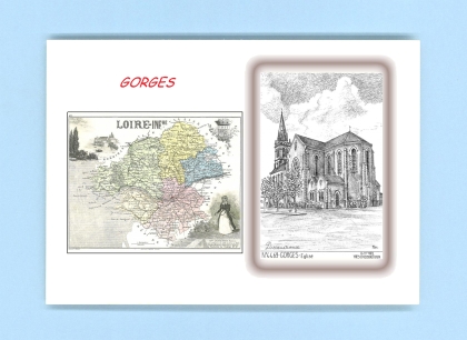 Cartes Postales impression Noir avec dpartement sur la ville de GORGES Titre : eglise