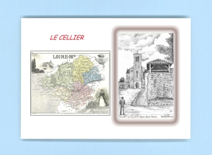 Cartes Postales impression Noir avec dpartement sur la ville de LE CELLIER Titre : eglise st martin