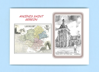 Cartes Postales impression Noir avec dpartement sur la ville de ANCENIS Titre : eglise
