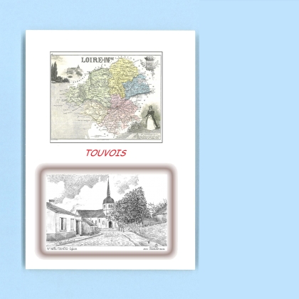 Cartes Postales impression Noir avec dpartement sur la ville de TOUVOIS Titre : eglise