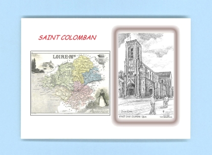 Cartes Postales impression Noir avec dpartement sur la ville de ST COLOMBAN Titre : eglise