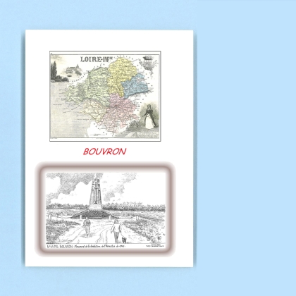 Cartes Postales impression Noir avec dpartement sur la ville de BOUVRON Titre : monument de la reddition ...