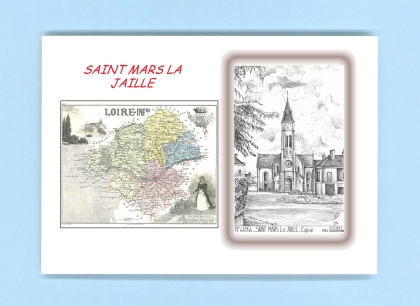 Cartes Postales impression Noir avec dpartement sur la ville de ST MARS LA JAILLE Titre : eglise