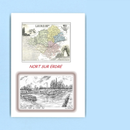 Cartes Postales impression Noir avec dpartement sur la ville de NORT SUR ERDRE Titre : port