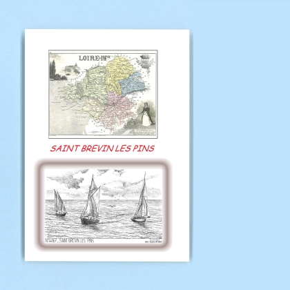 Cartes Postales impression Noir avec dpartement sur la ville de ST BREVIN LES PINS Titre : vue
