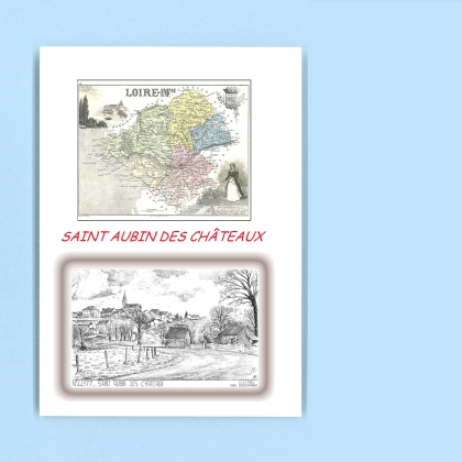 Cartes Postales impression Noir avec dpartement sur la ville de ST AUBIN DES CHATEAUX Titre : vue