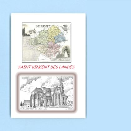Cartes Postales impression Noir avec dpartement sur la ville de ST VINCENT DES LANDES Titre : eglise