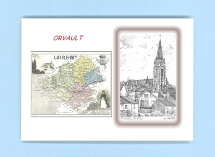 Cartes Postales impression Noir avec dpartement sur la ville de ORVAULT Titre : vue