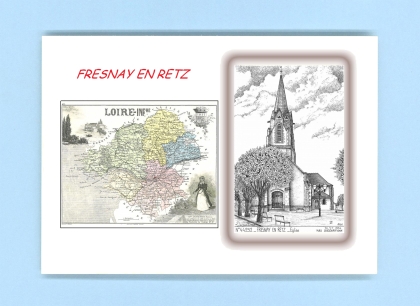 Cartes Postales impression Noir avec dpartement sur la ville de FRESNAY EN RETZ Titre : eglise