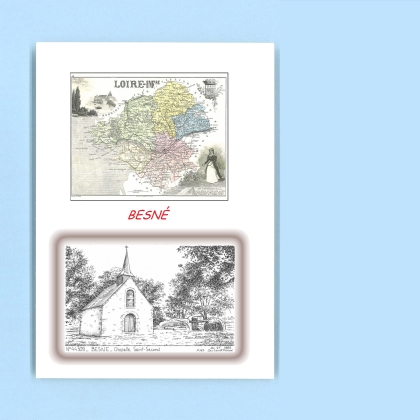 Cartes Postales impression Noir avec dpartement sur la ville de BESNE Titre : chapelle st second