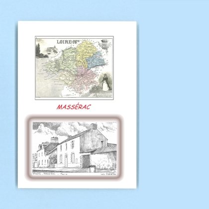 Cartes Postales impression Noir avec dpartement sur la ville de MASSERAC Titre : mairie