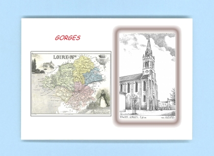 Cartes Postales impression Noir avec dpartement sur la ville de GORGES Titre : eglise