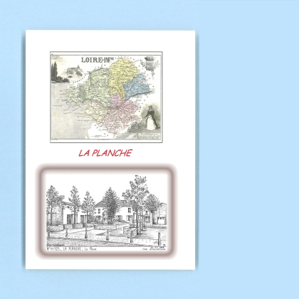 Cartes Postales impression Noir avec dpartement sur la ville de LA PLANCHE Titre : la place