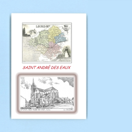 Cartes Postales impression Noir avec dpartement sur la ville de ST ANDRE DES EAUX Titre : eglise