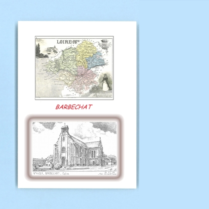 Cartes Postales impression Noir avec dpartement sur la ville de BARBECHAT Titre : eglise