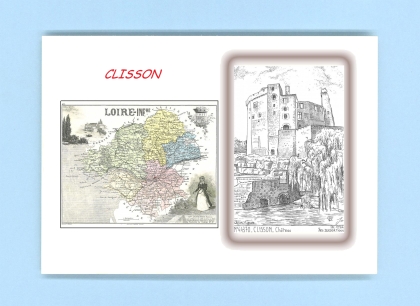 Cartes Postales impression Noir avec dpartement sur la ville de CLISSON Titre : chateau