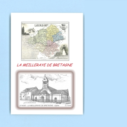 Cartes Postales impression Noir avec dpartement sur la ville de LA MEILLERAYE DE BRETAGNE Titre : eglise