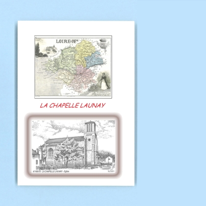 Cartes Postales impression Noir avec dpartement sur la ville de LA CHAPELLE LAUNAY Titre : eglise