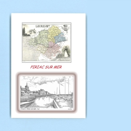 Cartes Postales impression Noir avec dpartement sur la ville de PIRIAC SUR MER Titre : port