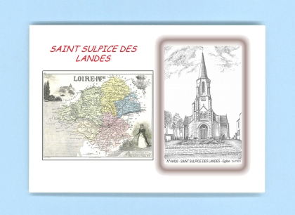Cartes Postales impression Noir avec dpartement sur la ville de ST SULPICE DES LANDES Titre : eglise