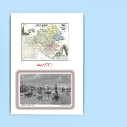 Cartes Postales impression Noir avec dpartement sur la ville de NANTES Titre : le port