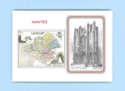 Cartes Postales impression Noir avec dpartement sur la ville de NANTES Titre : la cathedrale