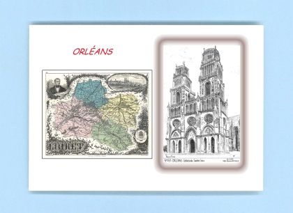 Cartes Postales impression Noir avec dpartement sur la ville de ORLEANS Titre : cathedrale ste croix