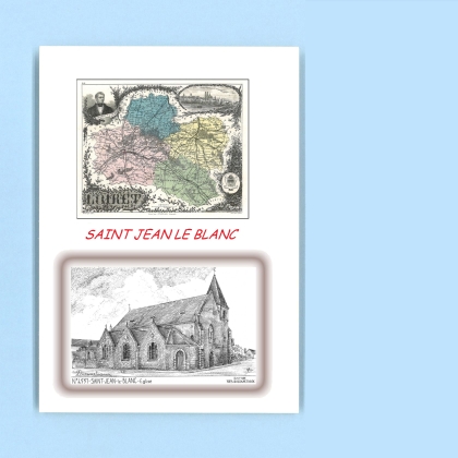 Cartes Postales impression Noir avec dpartement sur la ville de ST JEAN LE BLANC Titre : eglise