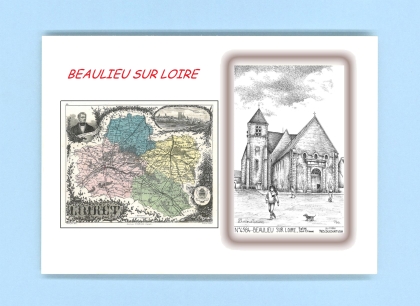 Cartes Postales impression Noir avec dpartement sur la ville de BEAULIEU SUR LOIRE Titre : eglise st etienne