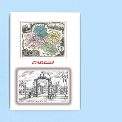 Cartes Postales impression Noir avec dpartement sur la ville de CORBEILLES Titre : portail de la mairie