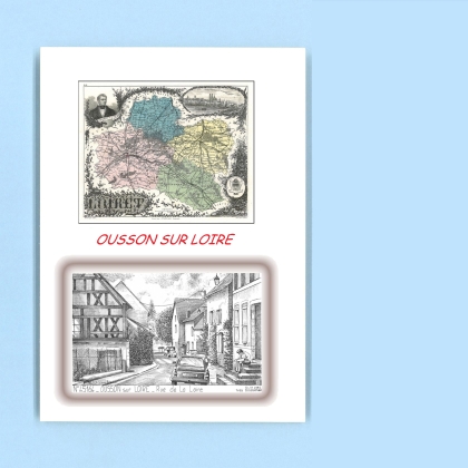 Cartes Postales impression Noir avec dpartement sur la ville de OUSSON SUR LOIRE Titre : rue de la loire