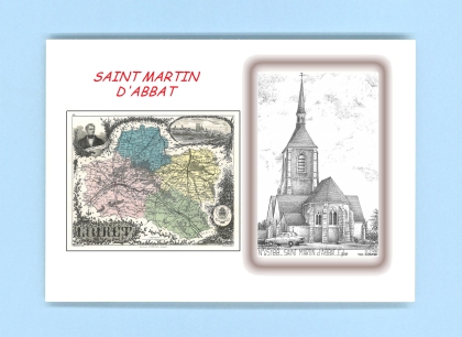 Cartes Postales impression Noir avec dpartement sur la ville de ST MARTIN D ABBAT Titre : eglise