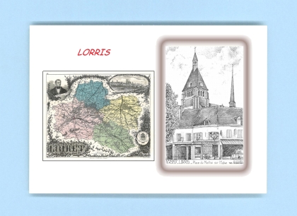Cartes Postales impression Noir avec dpartement sur la ville de LORRIS Titre : place du martroi sur l eglise