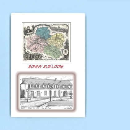 Cartes Postales impression Noir avec dpartement sur la ville de BONNY SUR LOIRE Titre : place de la mairie