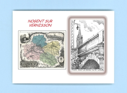 Cartes Postales impression Noir avec dpartement sur la ville de NOGENT SUR VERNISSON Titre : vieux pont