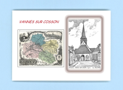 Cartes Postales impression Noir avec dpartement sur la ville de VANNES SUR COSSON Titre : eglise