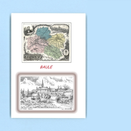 Cartes Postales impression Noir avec dpartement sur la ville de BAULE Titre : vue