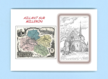 Cartes Postales impression Noir avec dpartement sur la ville de AILLANT SUR MILLERON Titre : eglise