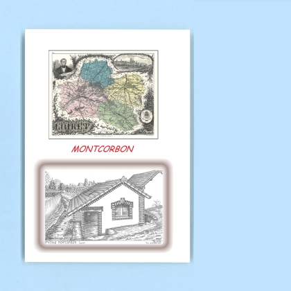 Cartes Postales impression Noir avec dpartement sur la ville de MONTCORBON Titre : lavoir