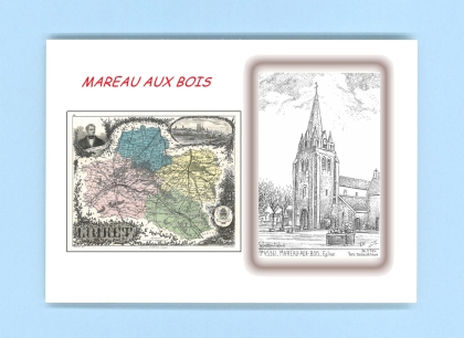 Cartes Postales impression Noir avec dpartement sur la ville de MAREAU AUX BOIS Titre : eglise