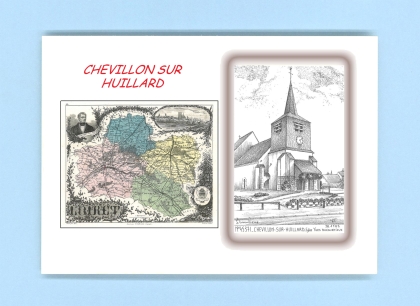 Cartes Postales impression Noir avec dpartement sur la ville de CHEVILLON SUR HUILLARD Titre : eglise