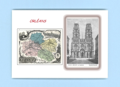 Cartes Postales impression Noir avec dpartement sur la ville de ORLEANS Titre : la cathedrale