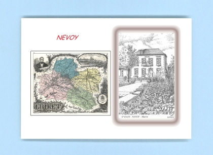 Cartes Postales impression Noir avec dpartement sur la ville de NEVOY Titre : mairie