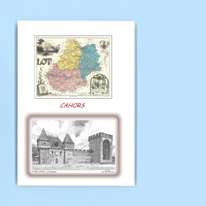 Cartes Postales impression Noir avec dpartement sur la ville de CAHORS Titre : la barbacane